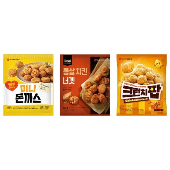마니커에프앤지 통살 치킨 너겟 300g+ 미니 돈까스 400g + 크런치팝스윗허니맛320g