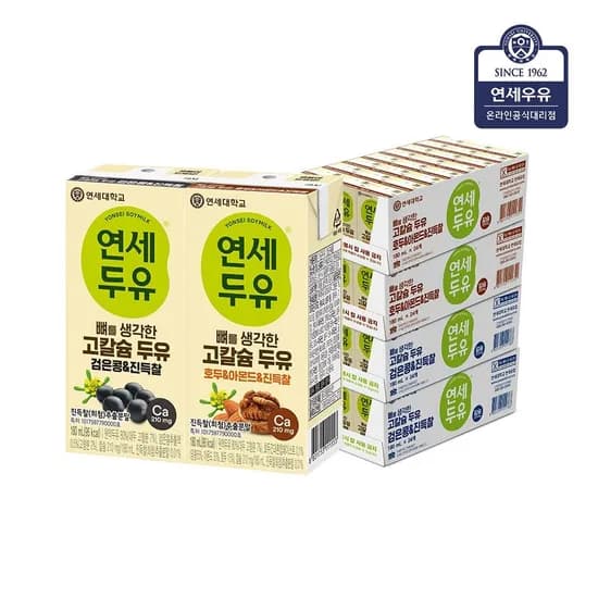연세 뼈를 생각한 고칼슘 두유 진득찰 검은콩+호두아몬드 180ml 96팩