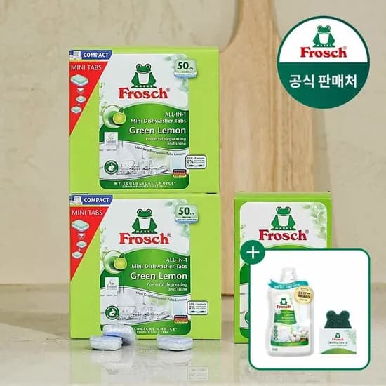 프로쉬 식세기 세제 미니 2개+식세기클리너 125g+체험팩 유연제+수세미 증정