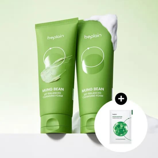 비플레인 녹두 약산성 클렌징폼 160ml 2개