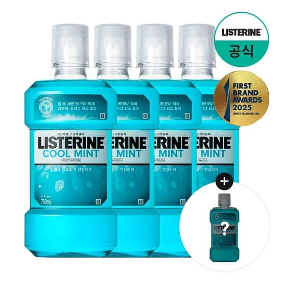 리스테린 쿨민트 쿨마일드 그린티 750ml 4개