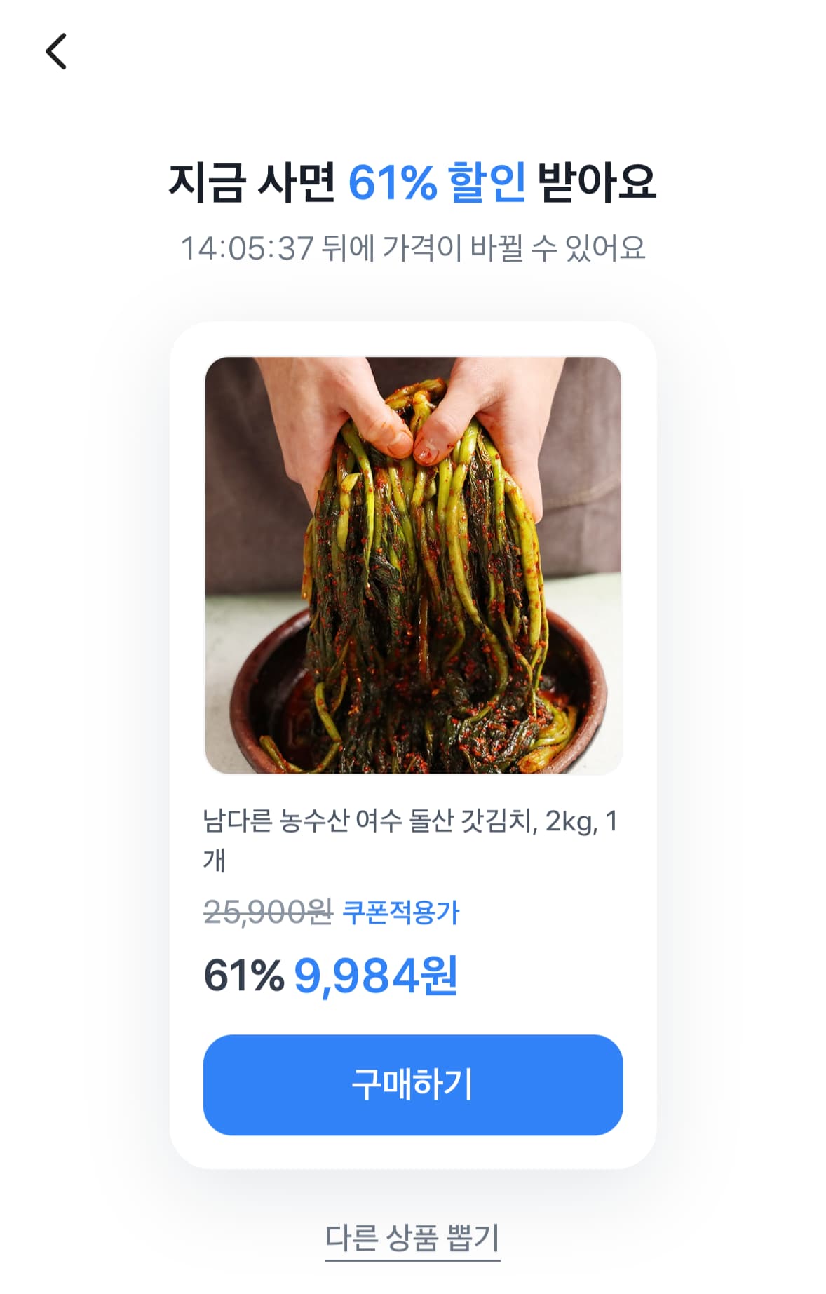 국내산 돌산 갓김치 2kg