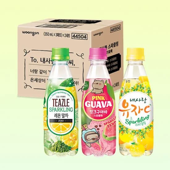 스파클링 3종 기획팩 6개입 내사랑유자C 티즐 레몬말차 핑크구아바 350mL