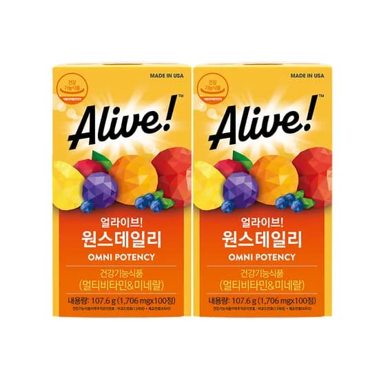 얼라이브 원스데일리 멀티 종합 온가족 비타민 100정 2개