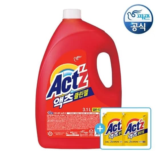 액츠 세탁세제 클린젤 3.1L 용기 1개