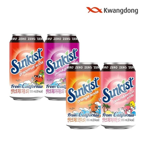광동 썬키스트 제로소다 355ml 4종 48입