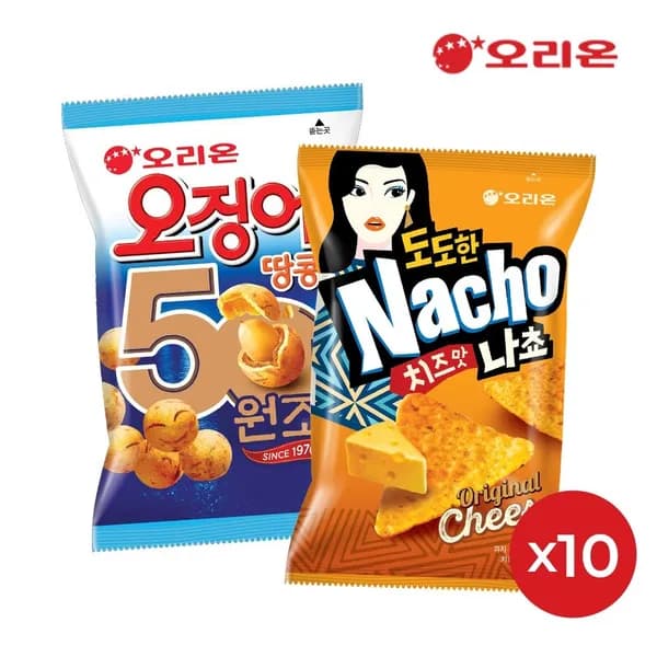 오리온 오징어땅콩 98g 10개 + 도도한나쵸 치즈 92g 10개
