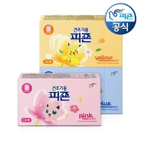 건조기용 피죤 드라이시트 오리지널 포켓몬 에디션 120매+120매