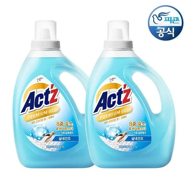 액츠 실내건조 세탁세제 프리미엄젤 2.7L 용기 x 2개