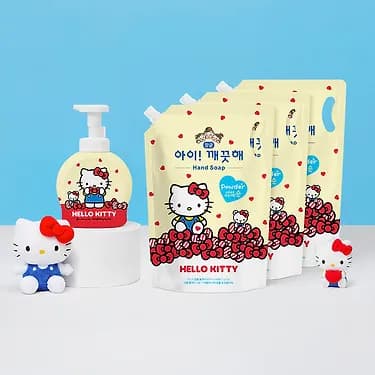아이깨끗해 x 헬로키티 핸드워시 1.8L 3개+키티 공용기 490ml