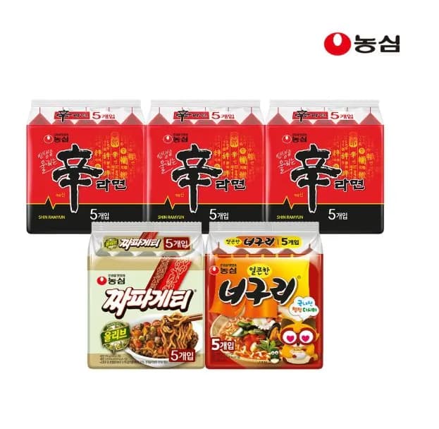 농심 신라면 15개 + 짜파게티 5개 + 얼큰한너구리 5개