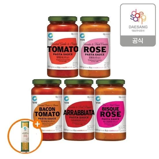 청정원 스파게티소스 600g 5종 4개 골라담기 + 스파게티면 250g 증정