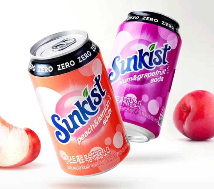 캔당 431원, 썬키스트 제로2종 자두자몽&복숭아레몬 355ML 48캔