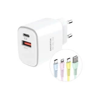 스마텍 25W PDPPS 2포트 초고속 충전기 STPD-D25 어댑터2개 + 컬러케이블 4종(0.5m/1m/1.5m/2m) 세트