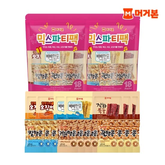 가방 쏙! 간식 믹스파티팩 172g x 2팩 (팩당 18봉입) / 기한 임박 상품