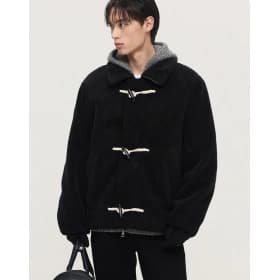 TNGT 24FW 블랙 오버핏 헤비 플리스 더플 점퍼 TNJU4F101BK