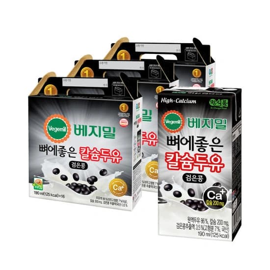 베지밀 뼈에좋은칼슘검은콩 두유 190ml 48팩