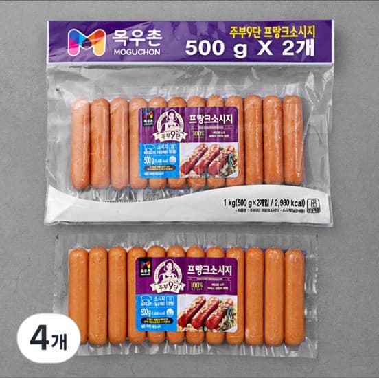 목우촌 주부9단 프랑크 소시지, 500g, 4개