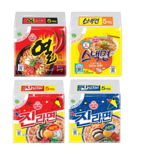 오뚜기 라면 멀티팩 4개(열라면,스낵면,진순,진매)