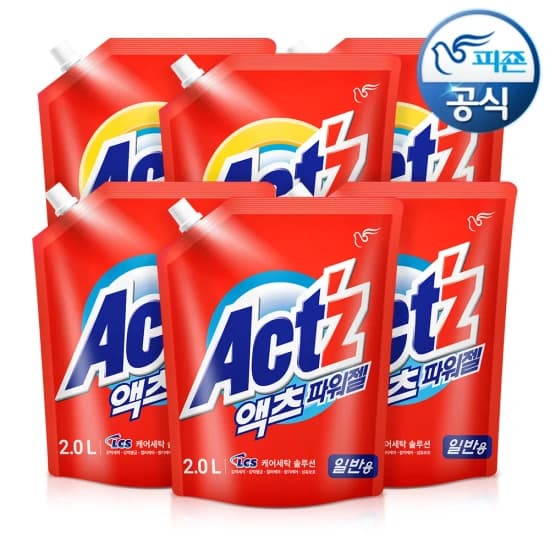 액츠 파워젤 세탁세제 2L 6개 일반/드럼용