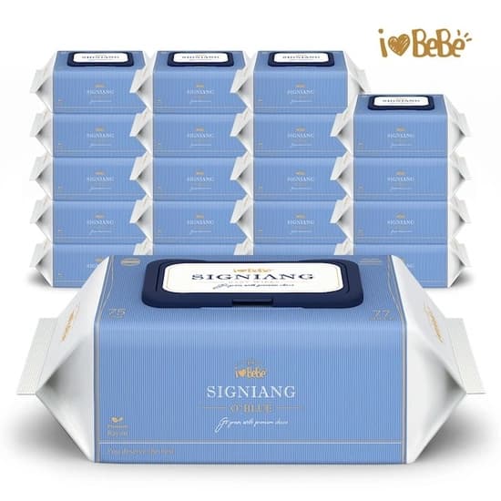시그니앙 오블루 75평량 77매 20팩 캡형 아기물티슈