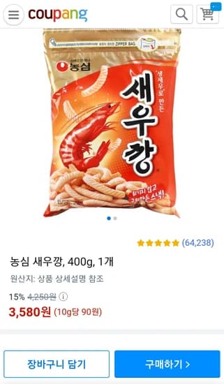 농심 새우깡, 400g, 1개