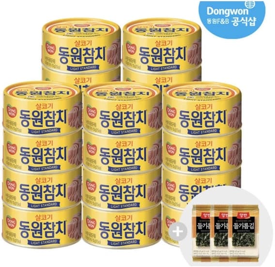 동원참치 라이트 스탠다드 85g 20캔+들기름김