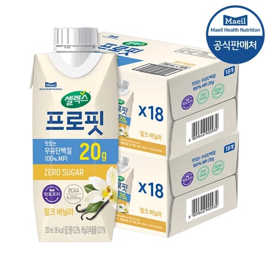 셀렉스 프로핏 우유단백질 드링크 MPI 밀크 바닐라 250ml 36개