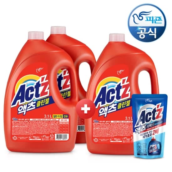 액츠 클린젤 일반드럼겸용 3.1L X 3개 + 300ml