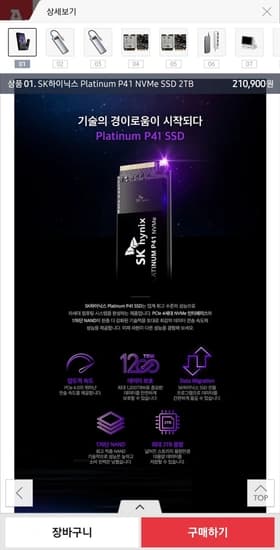 SK하이닉스 Platinum P41 NVMe SSD 2TB(삼성,비씨,농협,IBK)