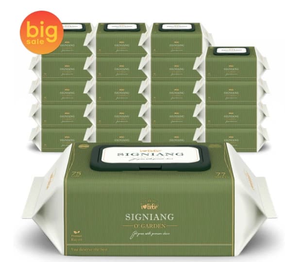 고평량 75g 레이온 엠보싱 시그니앙 오가든 77매 20팩 캡형 물티슈