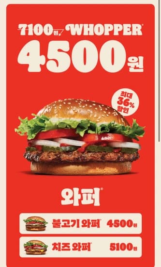 버거킹 와퍼 단품