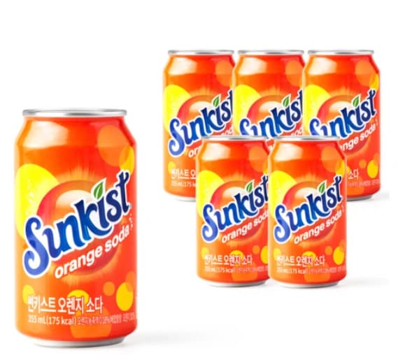 광동 썬키스트 오렌지 소다, 355ml, 6개(제로아님)