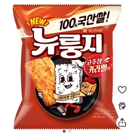오리온 뉴룽지 고추장카라멜 스낵, 105g, 1개