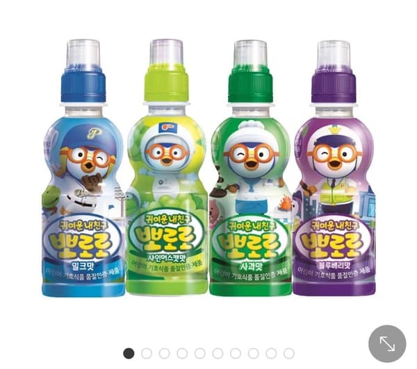 팔도 뽀로로 음료수 밀크맛, 사과맛, 블루베리, 샤인머스캣 235ml  24개