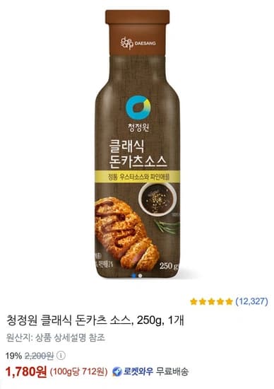 청정원 클래식 돈카츠 소스, 250g, 1개