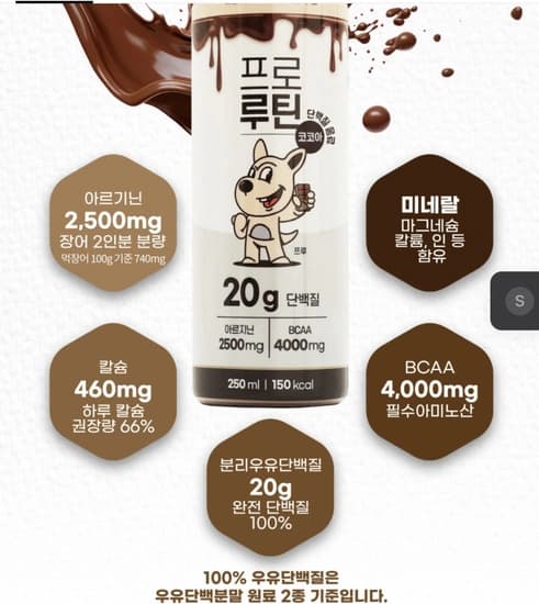 프로루틴 마시는 아르기닌 단백질음료 초코 250ml 12개