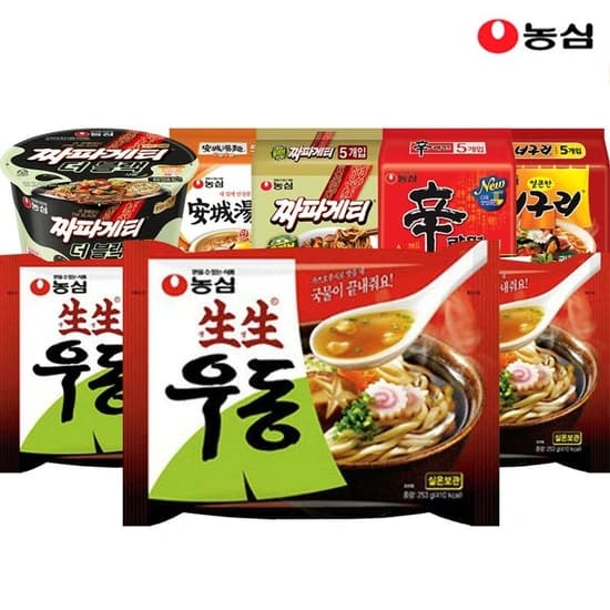 농심 생생우동봉지 253g 8봉+올리브 짜파게티 140g 10봉