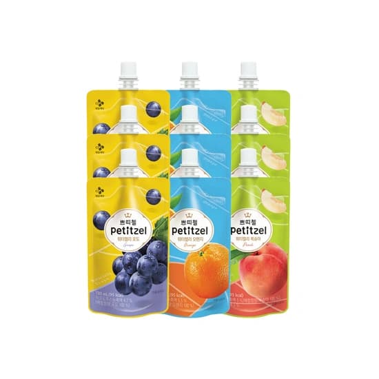 쁘띠첼 워터젤리 130ml x9개(포도 3개+오렌지 3개+복숭아 3개)