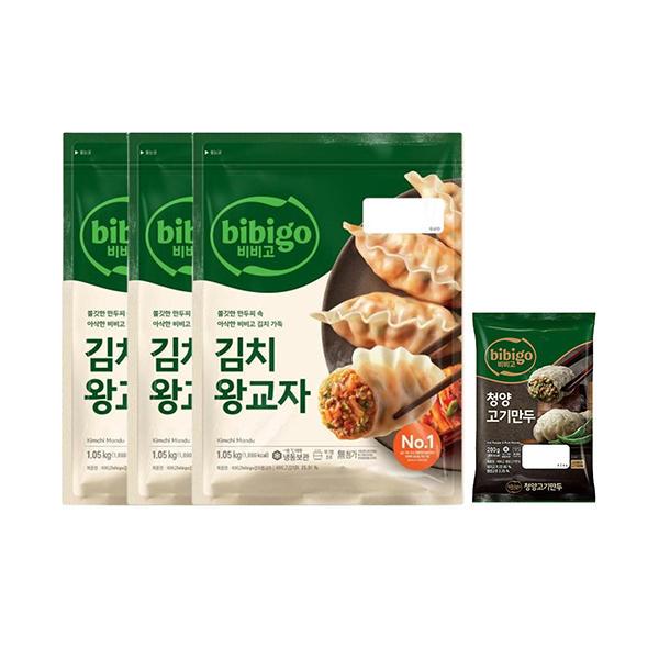 비비고 김치왕교자 1.05kg, 3개+ 증정 (청양고기만두 200g ,1개) (티멤버십 국민카드)