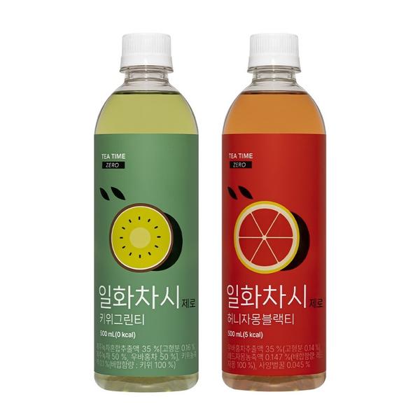 일화차시 제로 허니자몽블랙티/키위그린티 500ml X 24개