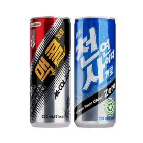 맥콜 제로+천연사이다 제로 250ml 각 30캔 총 60캔