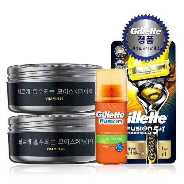 질레트 모이스처라이저 100ml 2개+프로쉴드옐로우 본체+미니젤