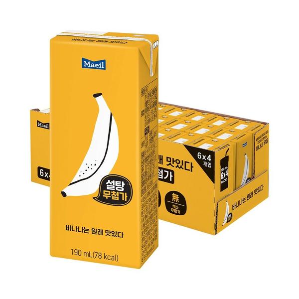 바나나는 원래 맛있다 설탕무첨가 무색소 190ml 24팩