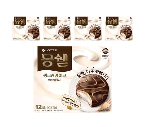 몽쉘 생크림케이크 오리지널 12개입, 408g, 5개