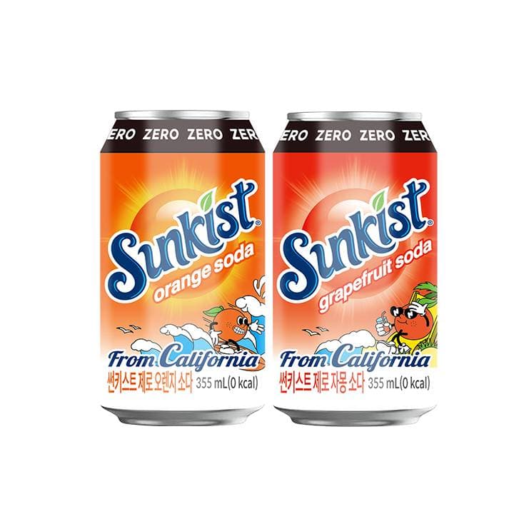 썬키스트 제로오렌지/제로자몽 소다 355ml 48입 (페이코)