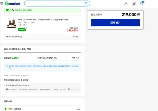 SK하이닉스 Beetle X31 2TB 외장 SSD + 파우치