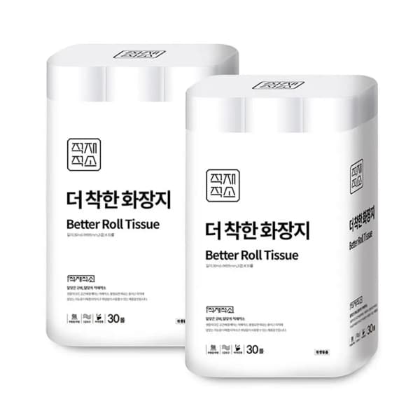 적재적소 더 착한 화장지 무형광 3겹 30M 30롤 2개