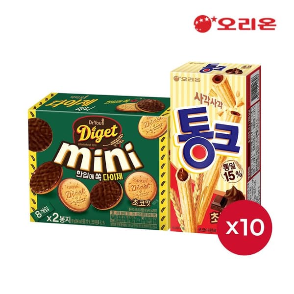 통크 초코1P(45g) 10개 + 다이제미니초코 2P(80g) 10개