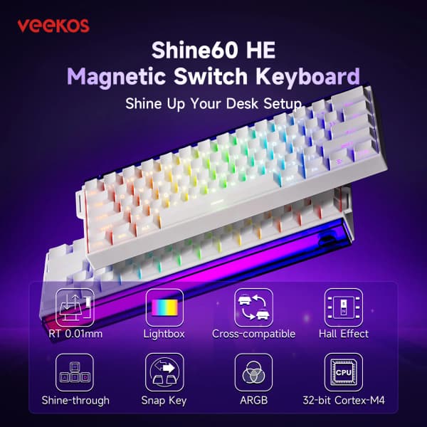 AKKO Veekos Shine60 HE 자석축 키보드 래피드트리거 적용